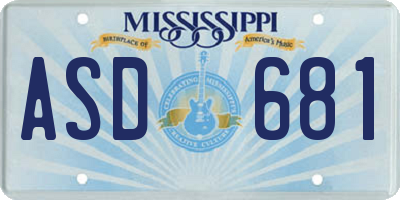 MS license plate ASD681