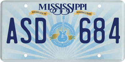 MS license plate ASD684