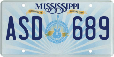 MS license plate ASD689