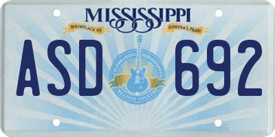 MS license plate ASD692