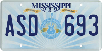 MS license plate ASD693