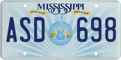 MS license plate ASD698