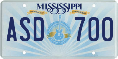 MS license plate ASD700