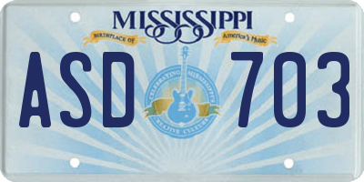MS license plate ASD703