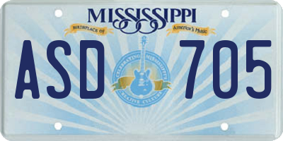 MS license plate ASD705