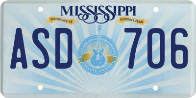 MS license plate ASD706
