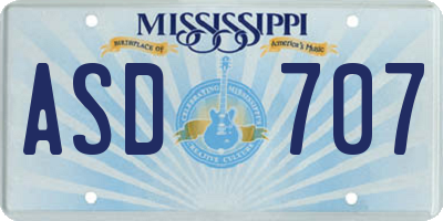 MS license plate ASD707