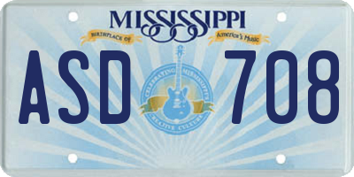 MS license plate ASD708