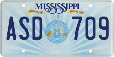 MS license plate ASD709