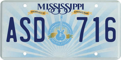 MS license plate ASD716