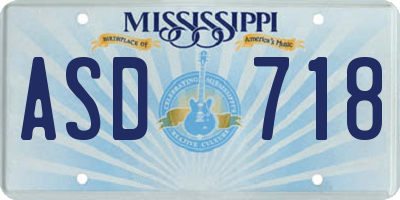 MS license plate ASD718