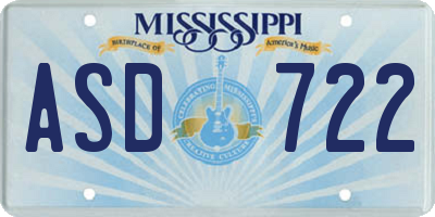 MS license plate ASD722