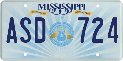 MS license plate ASD724