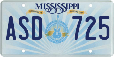 MS license plate ASD725