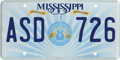 MS license plate ASD726