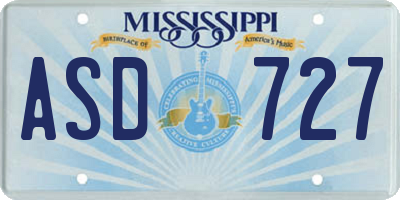 MS license plate ASD727