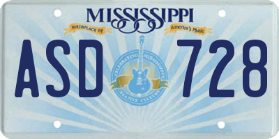 MS license plate ASD728