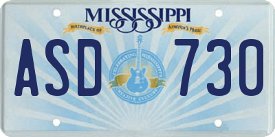 MS license plate ASD730