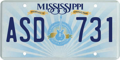 MS license plate ASD731