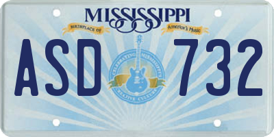 MS license plate ASD732