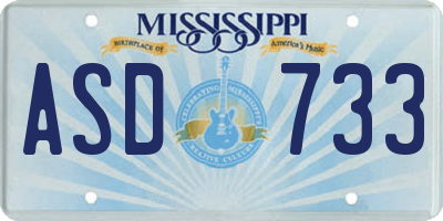 MS license plate ASD733
