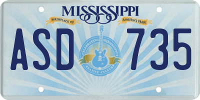MS license plate ASD735