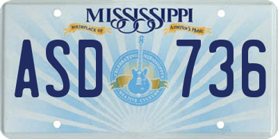MS license plate ASD736