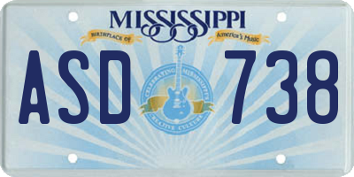 MS license plate ASD738