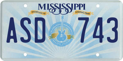 MS license plate ASD743