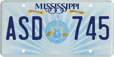 MS license plate ASD745