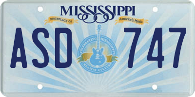 MS license plate ASD747