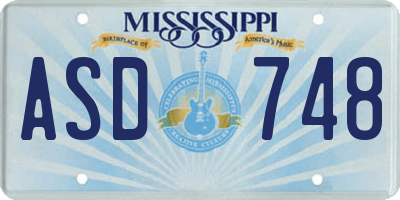 MS license plate ASD748