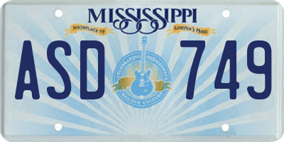 MS license plate ASD749