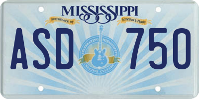 MS license plate ASD750