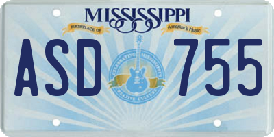 MS license plate ASD755