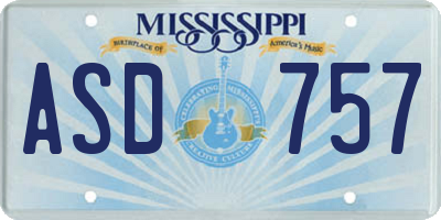 MS license plate ASD757