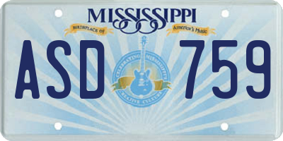 MS license plate ASD759