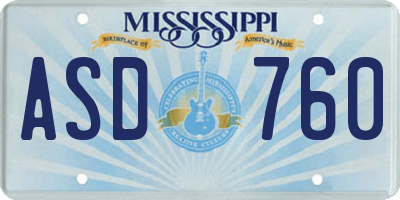 MS license plate ASD760