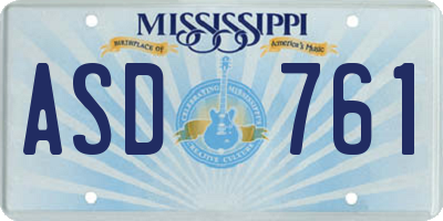 MS license plate ASD761