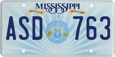MS license plate ASD763