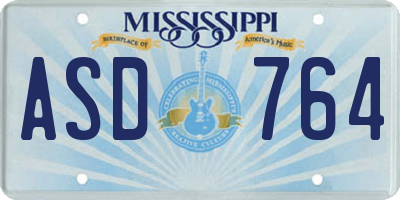 MS license plate ASD764