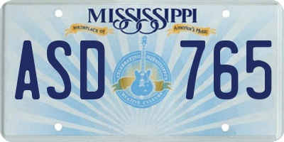 MS license plate ASD765