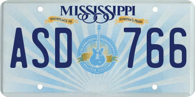 MS license plate ASD766