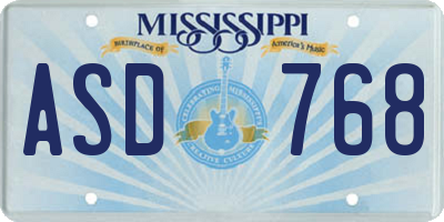 MS license plate ASD768