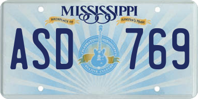MS license plate ASD769