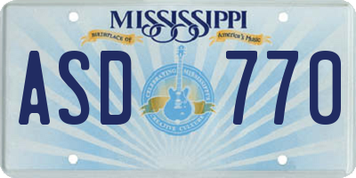 MS license plate ASD770