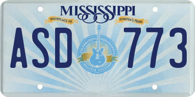 MS license plate ASD773