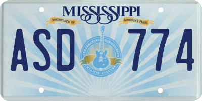 MS license plate ASD774