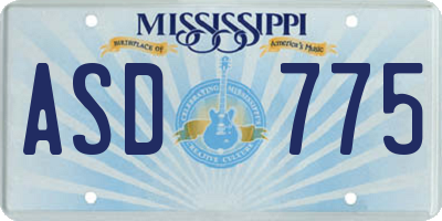 MS license plate ASD775