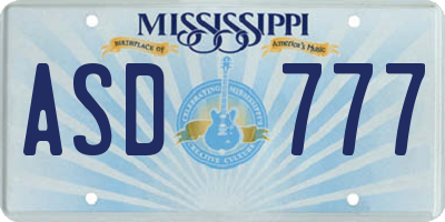 MS license plate ASD777